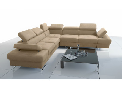Sofa Couch Upholstery L-Shape Living Room Design Corner Leather New Beige Luxury