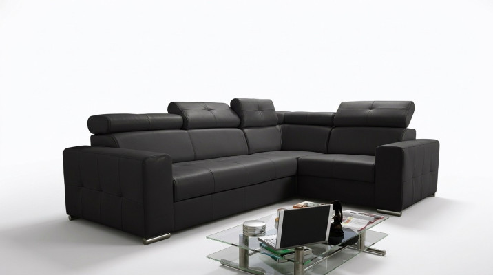 Sectional Sofa Upholstery Living Room Leather L-Shape New Modern Black Design Sofas