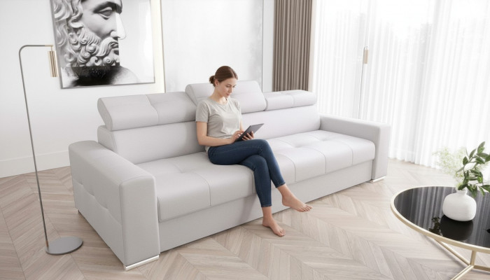 Modern 3-seater sofa room furniture white upholstered three-seater couch design sofa