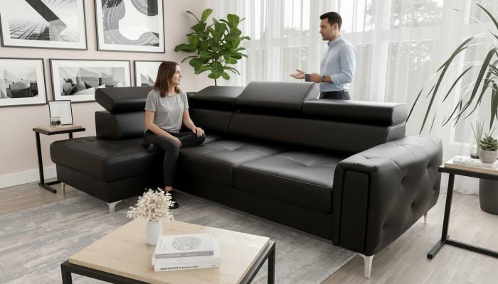 Leather sofa L-shape couch living room corner design living landscape couches sofas new