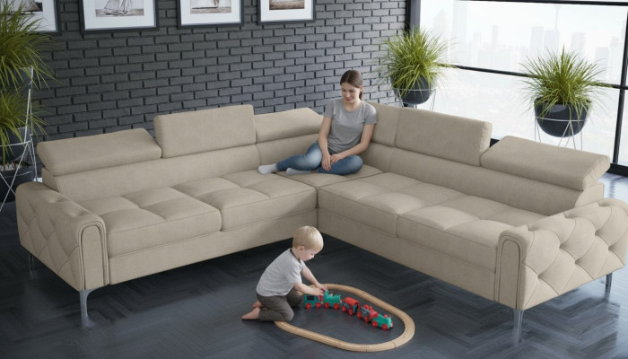 Design sofa couch corner multifunction upholstery living room L-shape textile new