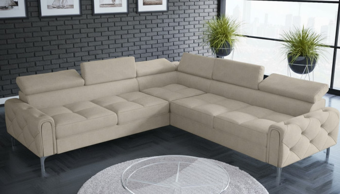 Design sofa couch corner multifunction upholstery living room L-shape textile new