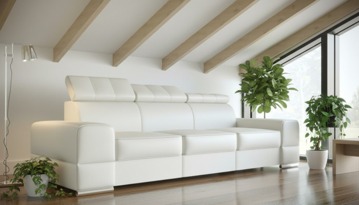 Design XXL Couch Sofa 4-Seater Couch Leather Upholstery White Luxury Sofa Four-Seater