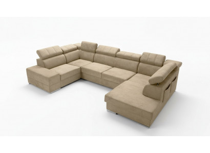 U-shaped sectional sofa couch textile sofas design living landscape with bed function fabric