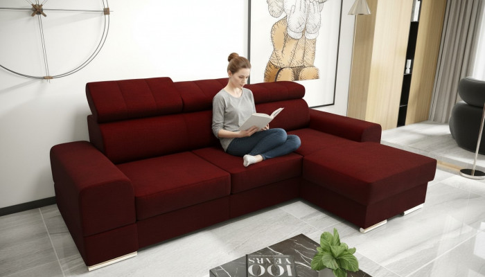 Living area with bed function fabric corner sofa L-shape sofa couch design textile sofas