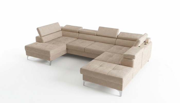 Modern design upholstery couch living room corner sofa U-shape leather wood new