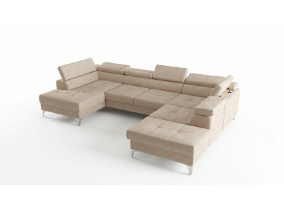 Modern design upholstery couch living room corner sofa U-shape leather wood new