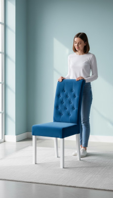 Modern Chesterfield dining chairs 4x chairs for dining room fabric dining set new
