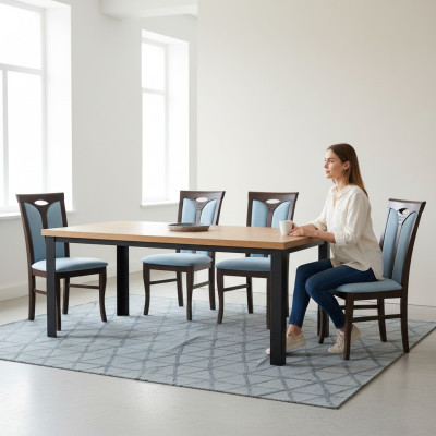 Dining seating cushion table chair set wood suite backrest tables new group 4x chairs