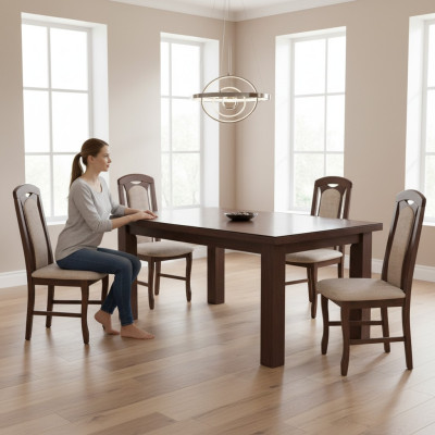 Dining room suite wood upholstery leather fabric new chair group 4x chair set living