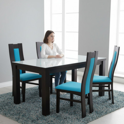 Set upholstered wooden seating, 4x chairs, living room, new dining room group set, chair