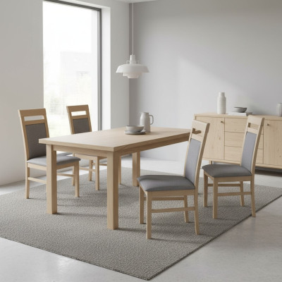 Group of Chairs Set Textile Fabric Wood Upholstered Dining Room Chairs 4x Chair