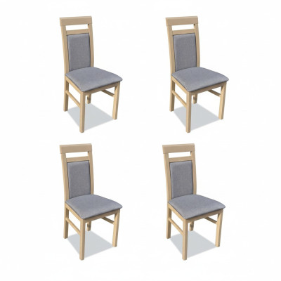 Group of Chairs Set Textile Fabric Wood Upholstered Dining Room Chairs 4x Chair