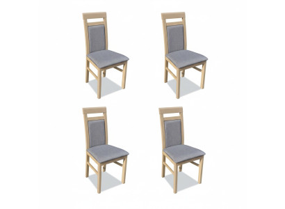 Group of Chairs Set Textile Fabric Wood Upholstered Dining Room Chairs 4x Chair
