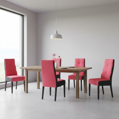 Set of 4x Chairs Design Wood Textile Upholstered Chairs Dining Room Fabric New