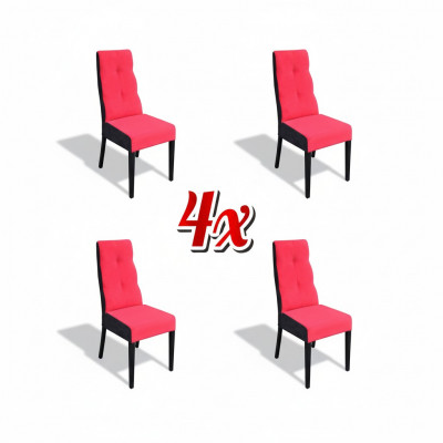 Set of 4x Chairs Design Wood Textile Upholstered Chairs Dining Room Fabric New