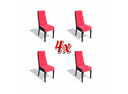Set of 4x Chairs Design Wood Textile Upholstered Chairs Dining Room Fabric New