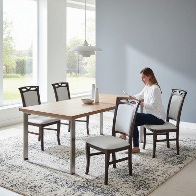 Dining chair armchairs dining chairs new textile set of 4 solid wood chair