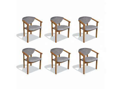 Complete Suite K27 6x Designer Chair Set Dining Room Upholstered Seat Chairs