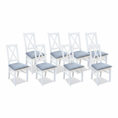 Designer wood fabric upholstered chairs dining room textile set 8x armchair chair