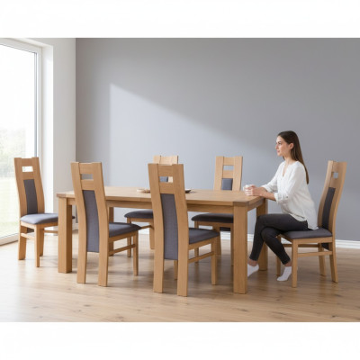 Complete Set: 8x Designer Chair Set, Dining Room Upholstered Chairs, Fabric Seats