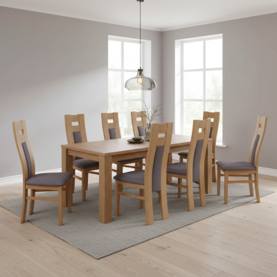 Complete Set: 8x Designer Chair Set, Dining Room Upholstered Chairs, Fabric Seats