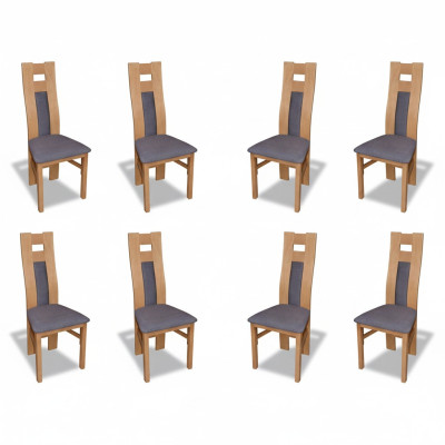 Complete Set: 8x Designer Chair Set, Dining Room Upholstered Chairs, Fabric Seats