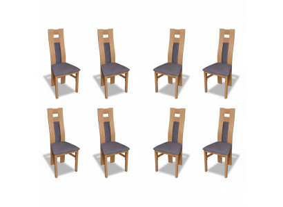 Complete Set: 8x Designer Chair Set, Dining Room Upholstered Chairs, Fabric Seats