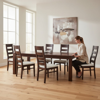 Group Seat Upholstery Backrest Chairs Set Solid Wood Luxury Armchair Set 8x Chair