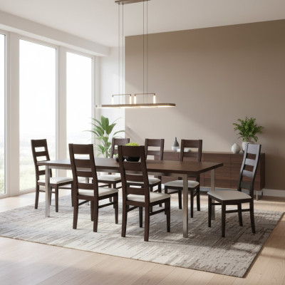Group Seat Upholstery Backrest Chairs Set Solid Wood Luxury Armchair Set 8x Chair