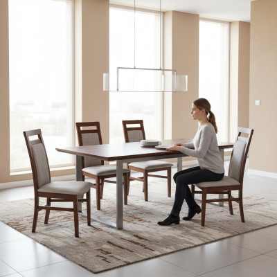 Modern chair set with seat cushions for dining room 4x chairs kitchen group new