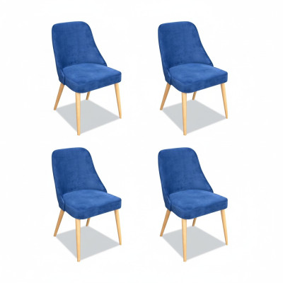 Elegant modern chair wood dining room furniture set 4x chair luxury new blue new