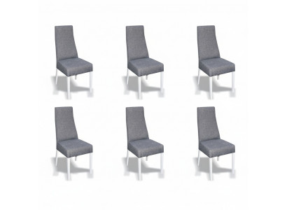 Group Set Living Room Real Wood Dining Room Set Velvet Upholstery Fabric Chair 6x Chairs