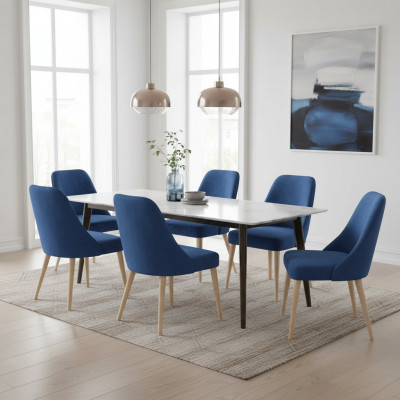Kitchen dining room chairs 6x chair set chair ensemble fabric textile wood furniture
