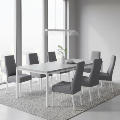 Dining room 8x chairs chair set armchair kitchen new design upholstered leather textile furniture