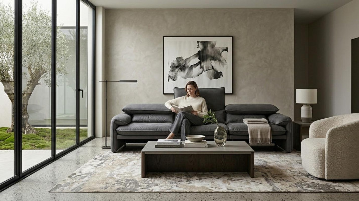 Design sofas XXL sofa 4-seater fabric big new living room couch upholstery