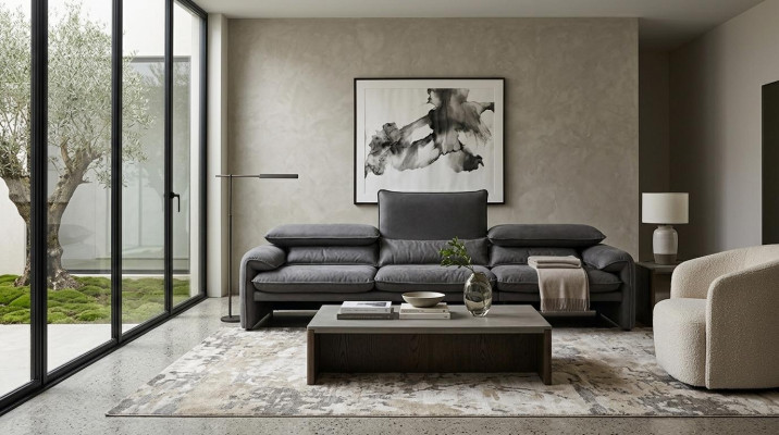 Design sofas XXL sofa 4-seater fabric big new living room couch upholstery