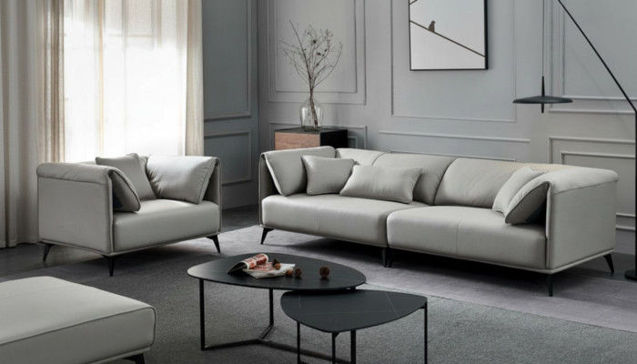 Living room sofas couches upholstery 4-seater gray design XXL big sofa