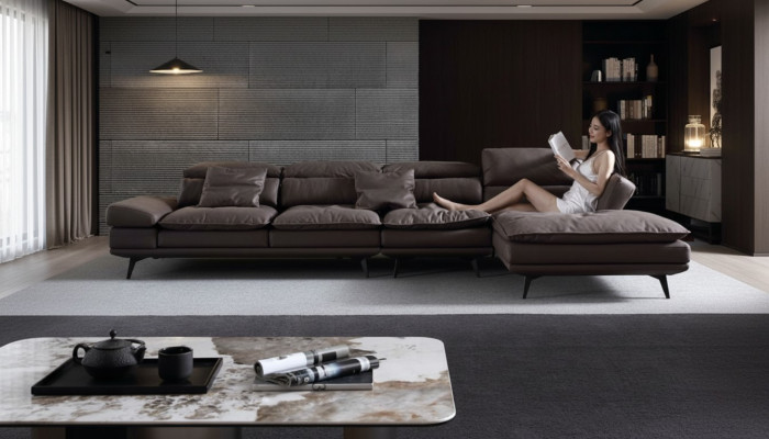 Living room L-shape modern brown design sofas new corner sofa upholstery