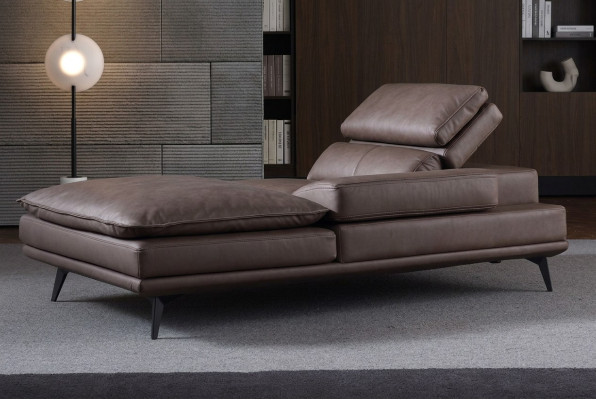 Living room lounge furniture modern design sofa leather brown chaise longue
