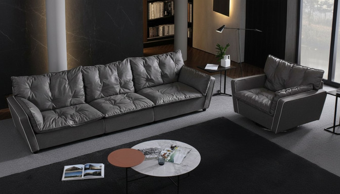 Sofa set 5+1 seat sofas couch upholstery Italian furniture leather