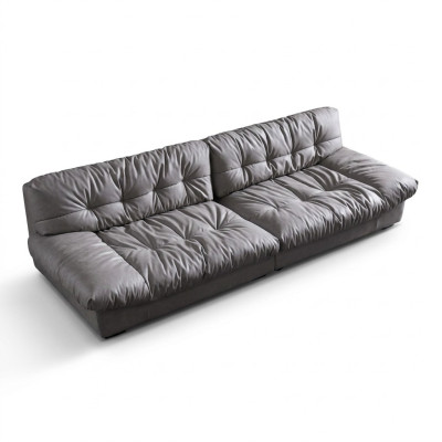 Big XXL living room leather modern design sofa couch 4-seater textile