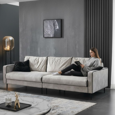 Design sofa 4 seats upholstered couches textile living room furniture set