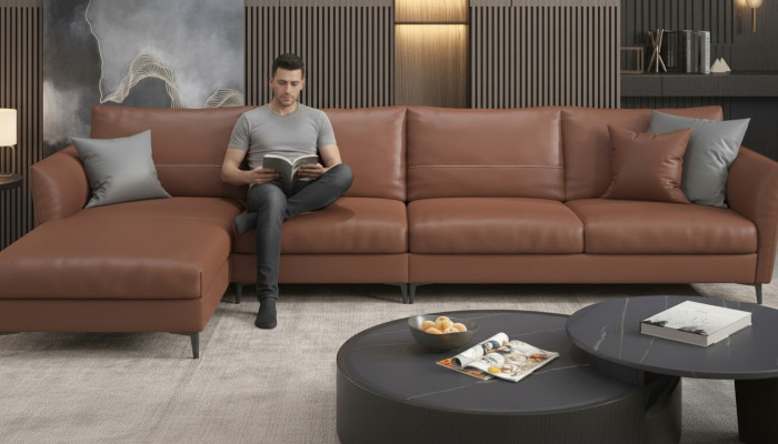 Living Landscape Design Modern Sofas Corner Sectional L-Shaped Leather Sofa Couch