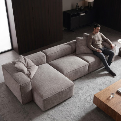 Design upholstery textile modern elegant design fabric sectional sofa L-shape