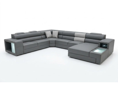 Living landscape design modern leather sofas gray new sofa U-shaped fabric sofa couch