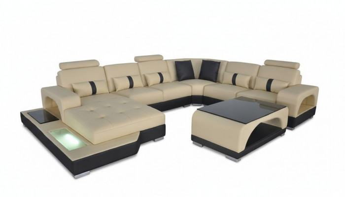 U-shaped sectional sofa textile black U-shaped living area modern luxury couches