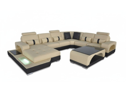 U-shaped sectional sofa textile black U-shaped living area modern luxury couches