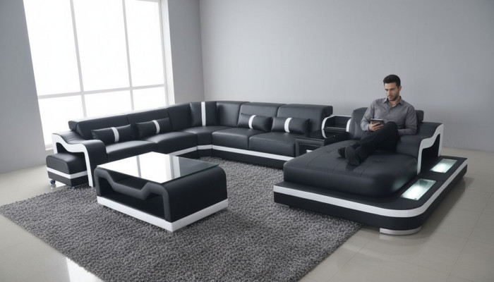 U-shaped sectional living landscape sofa couch upholstery corner fabric sofas new