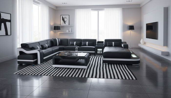 U-shaped sectional living landscape sofa couch upholstery corner fabric sofas new
